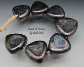 Handmade Artisan Glass Beads of Passion Set Lampwork - 7 Rich Metallic Shields