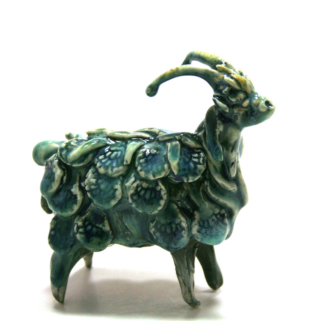 goat sculpture - Goat of the night sky  handmade ceramic scupture