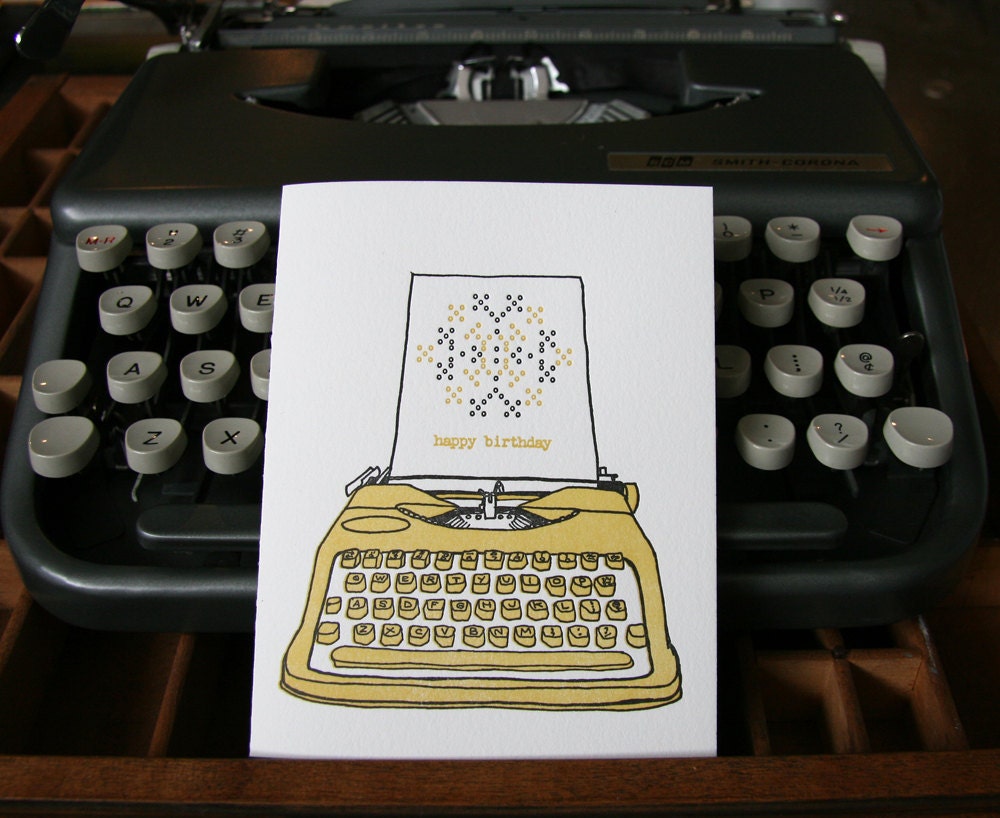 letterpress birthday vintage typewriter card