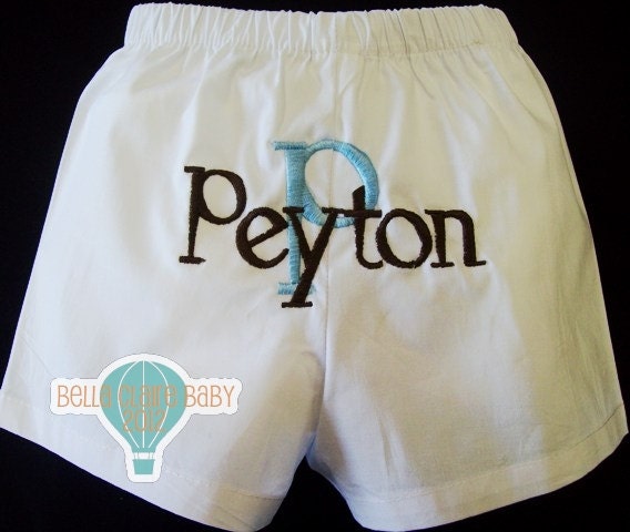 Personalized Boxer shorts Custom Order- Initial or Number personalized monogrammed diaper cover baby boy light blue brown