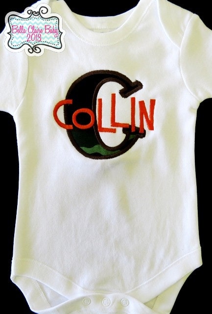 Camo Initial bodysuit onesie- Personalized Applique Custom design for girl or boy
