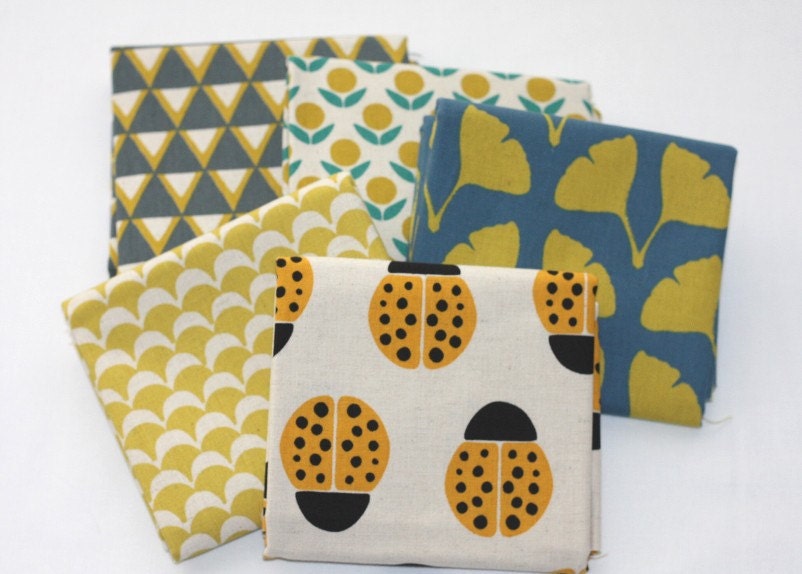 5 Half Yards STAMPED fabric from Ellen Luckett Baker Kokka Japanese