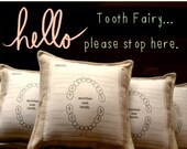 TOOTH fairy pillow with chart. 1 pillow. handmade by lisa of looploft.