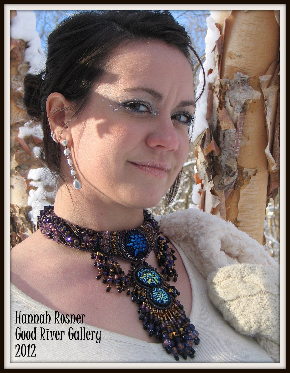 Bead Embroidery Purple Bronze and Black Beaded Northern Lights Necklace