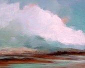 painting oil landscape original, BEACH MIST 100% charity donation, 5"x7" painting,original landscape, art board, cloud, beach