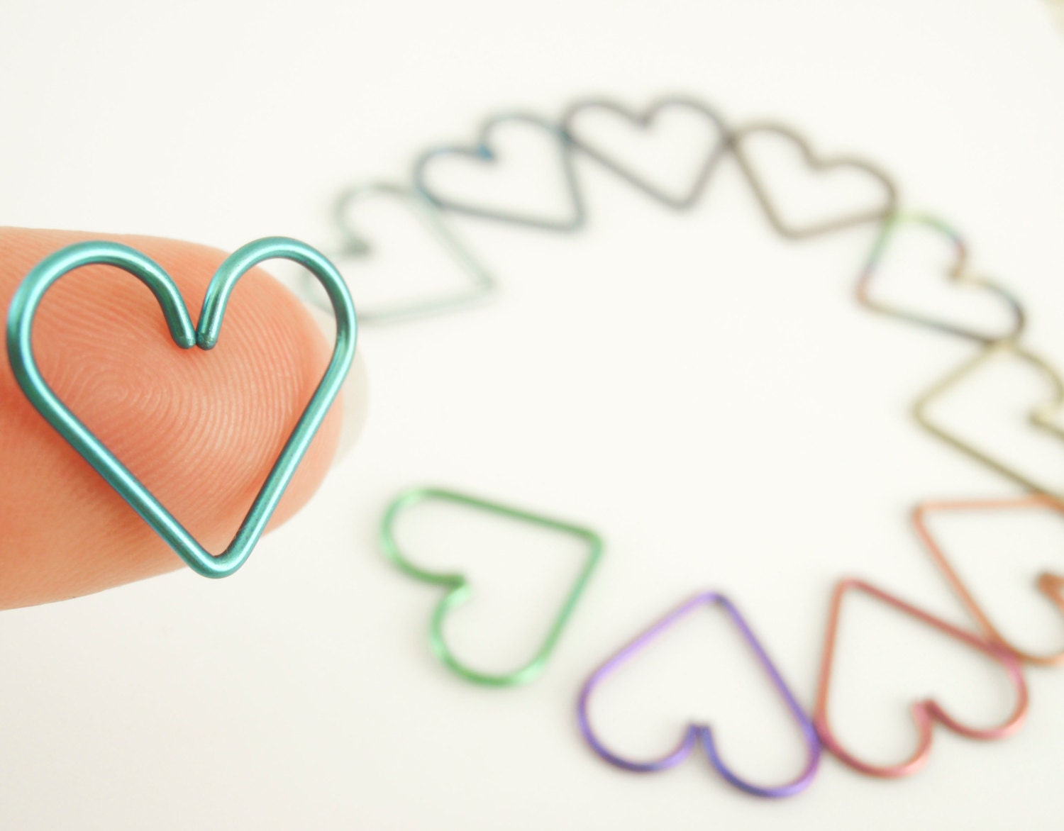 18mm 18 gauge Niobium Heart Piercing - Hypo Allergenic - You Pick Color - Cartilage Piercing