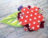flower barrette - coral pink, deep purple, green