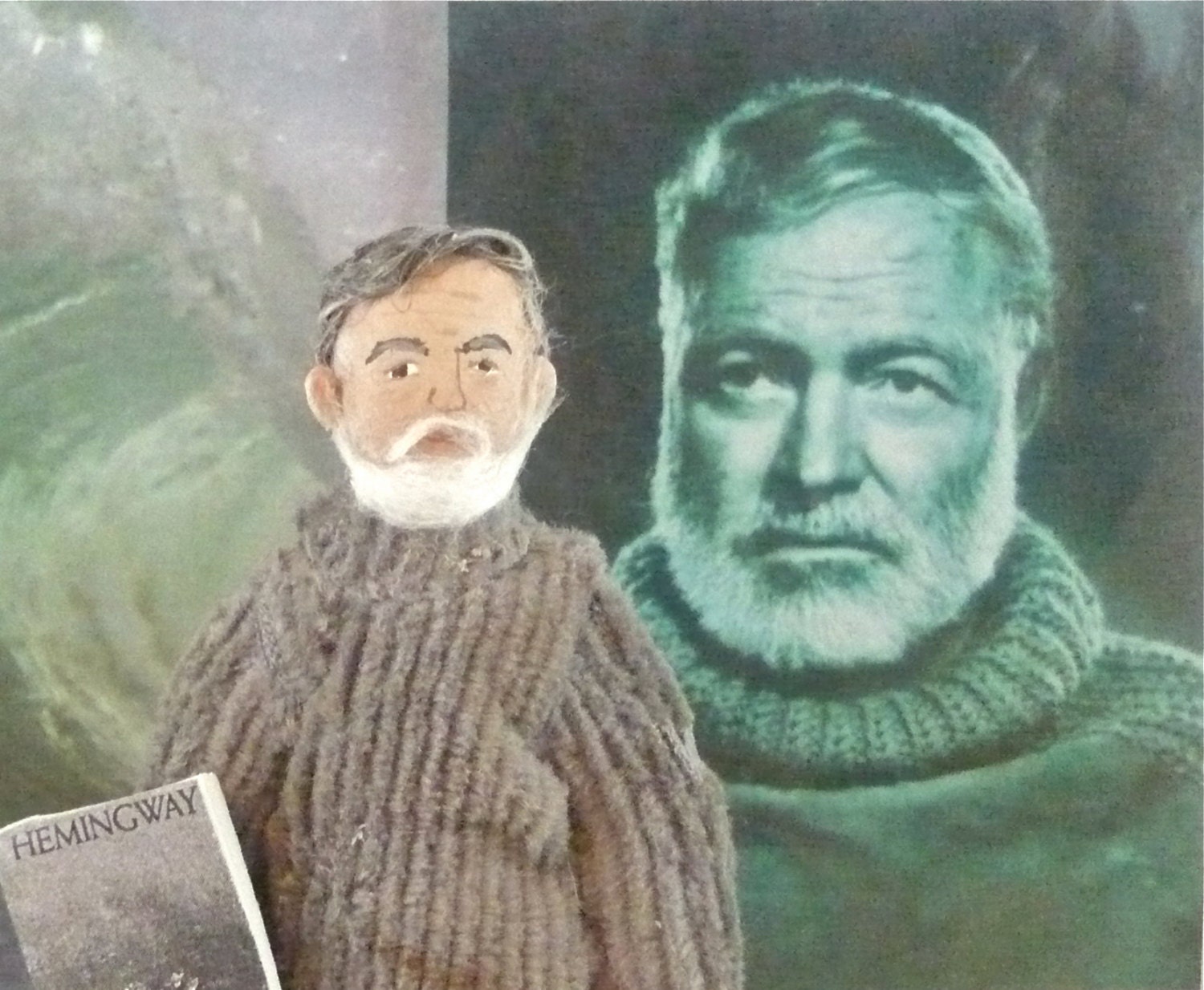 Ernest Hemingway Doll Art Miniature Old Man and the Sea