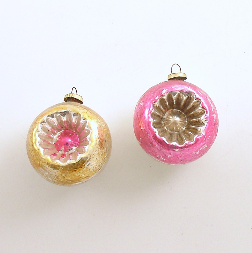 Vintage Glass Christmas Ornaments Indents