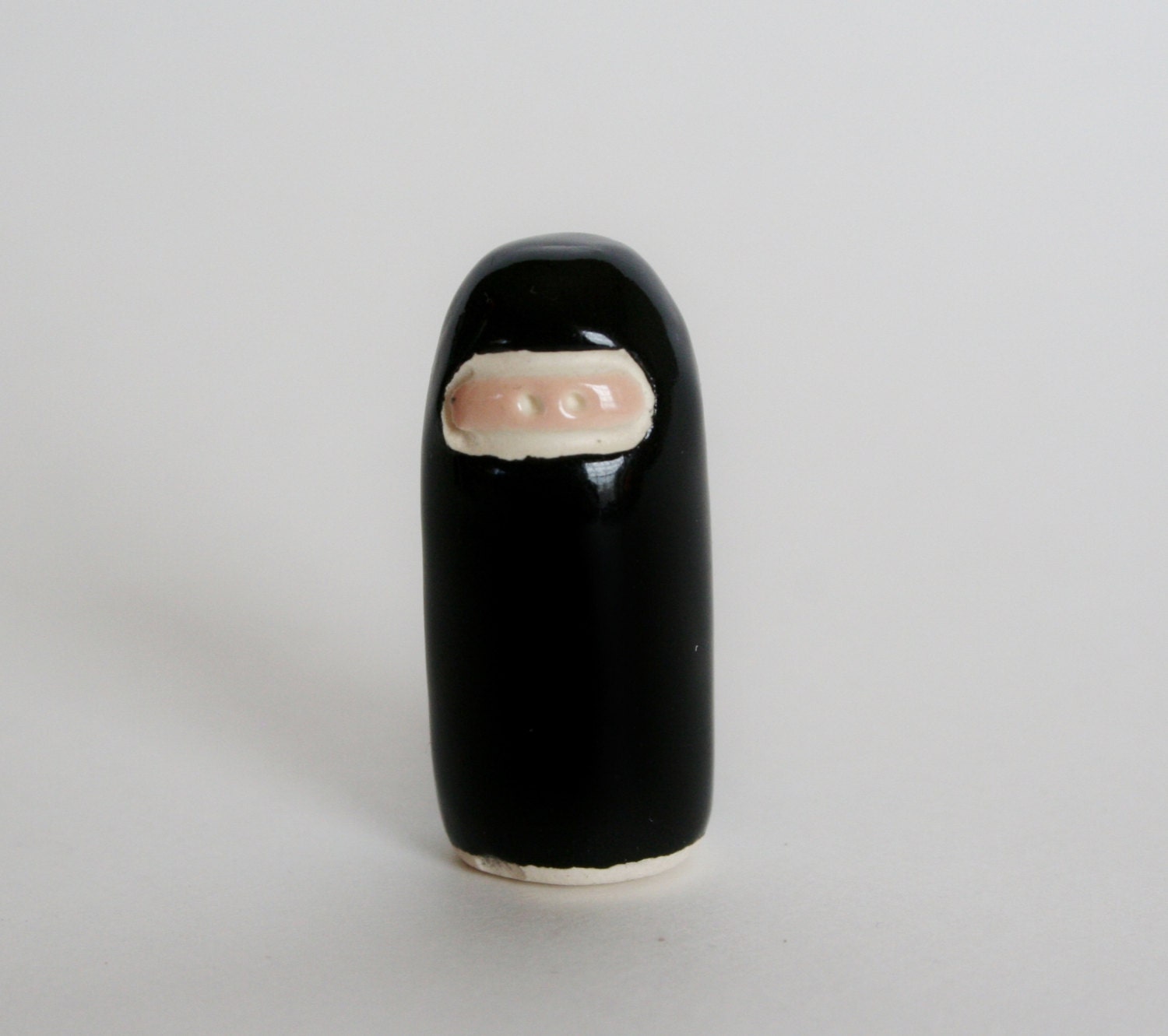 Miniature Ninja ceramic clay pottery figure