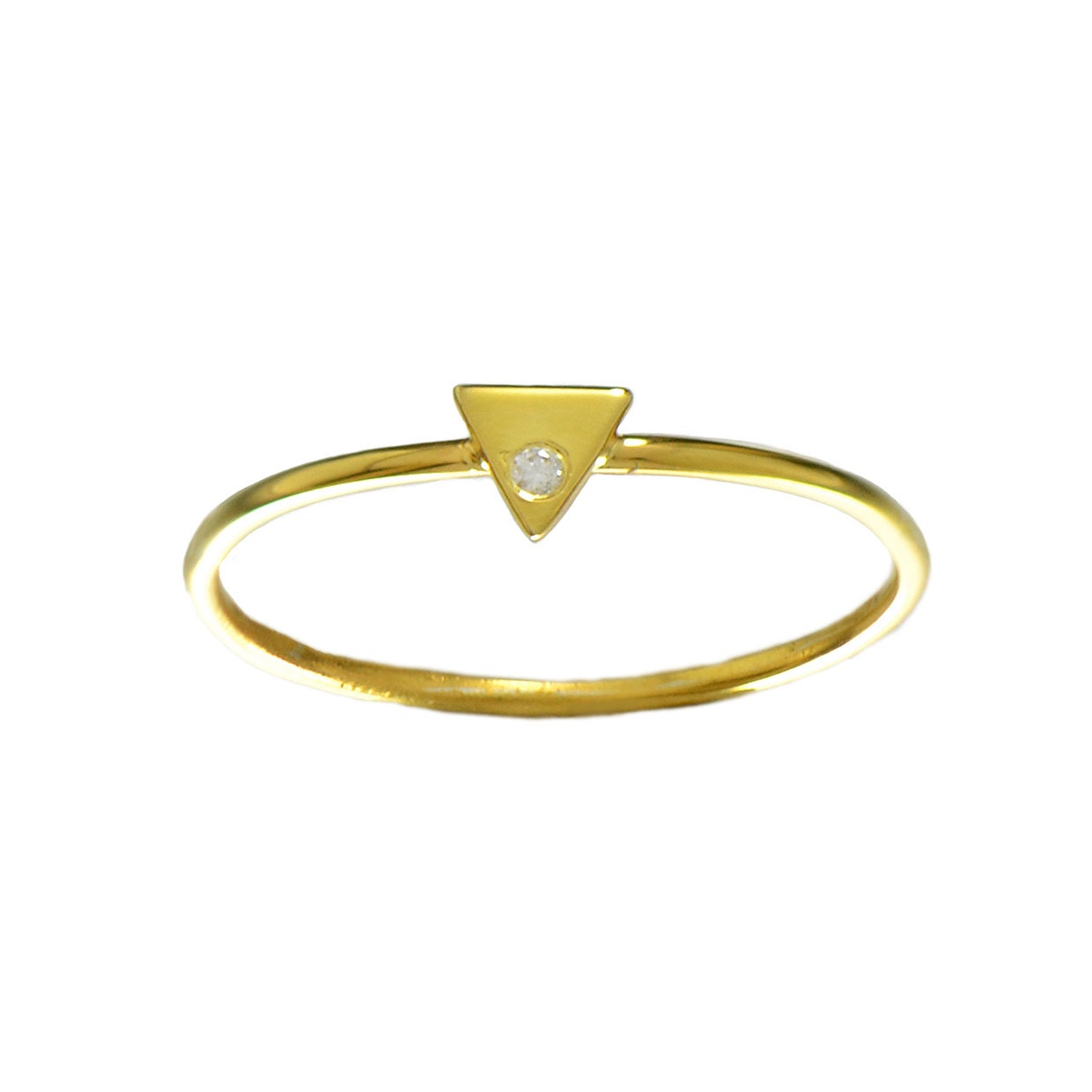 Diamond triangle ring- vermeil ring- dainty ring