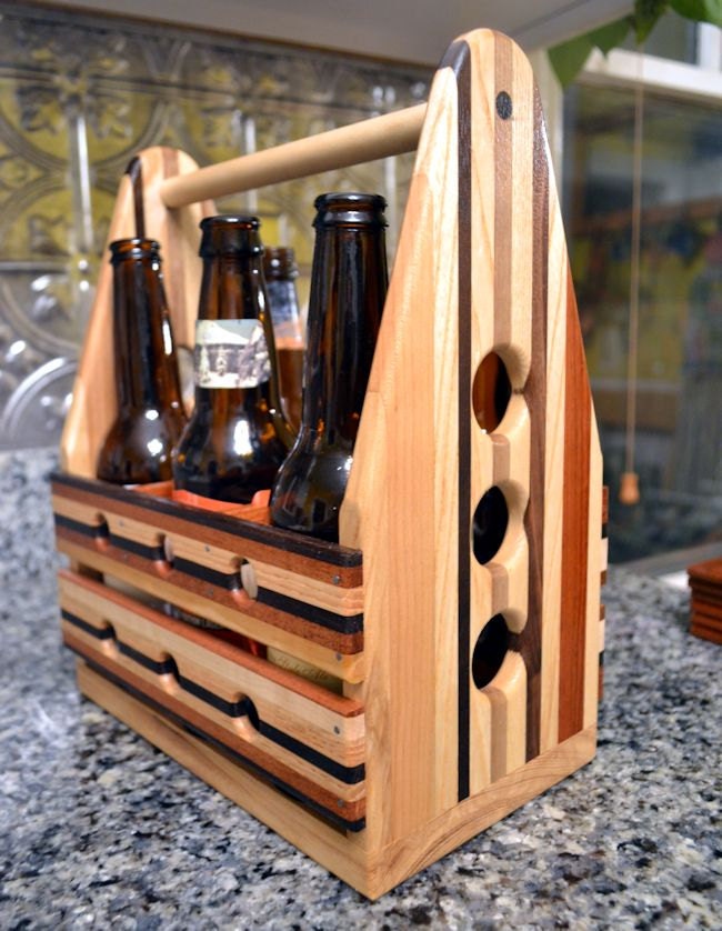Personalized Laser Engraved Wood Beer Carrier by tauntongreen