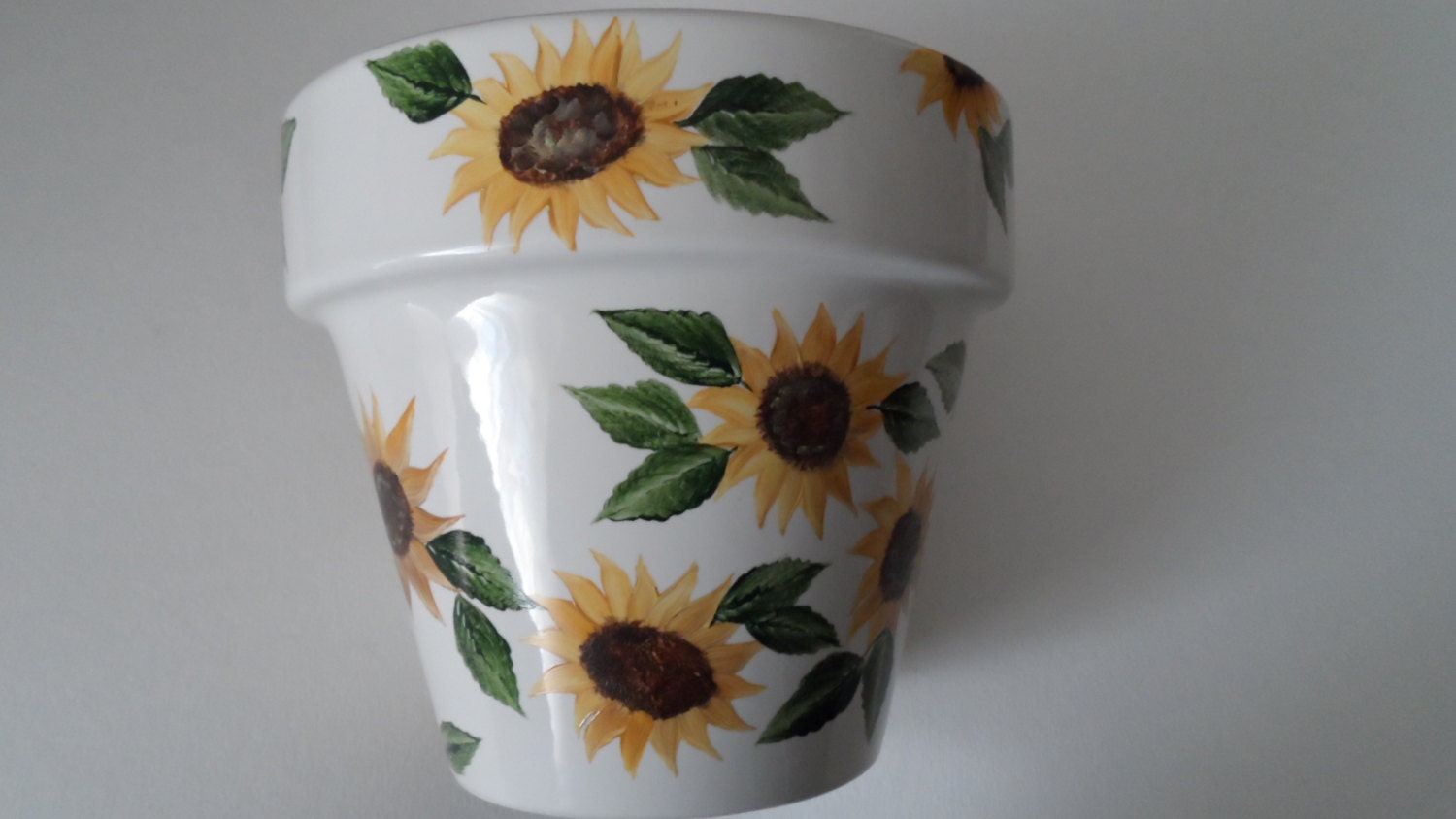 Sunflower Flower Pot Hand Painted Sunflowers Planter