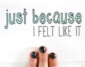 Just Because Card. I Miss You Card. Think Of You Card. Mint, Seafoam Green.