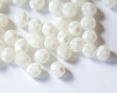 Czech Faceted Matte White Crystal Coated Glass Beads 6mm (30) czh013B