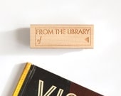 Bookplate Rubber Stamp, From the Library of, (Wood Mounted) Ex Libris with optional wooden handle