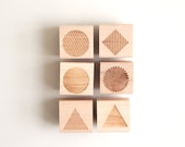 Choose 6 Geometric Shapes Rubber Stamps (Wood Mounted), Petites Collection, Triangle, Circle, Diamond, Starburst, Stripes