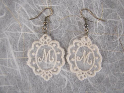 Lace Initial Earrings Mothers Day