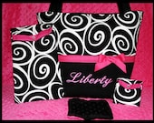 Personalized Baby Girl Diaper Bag With Wipes Case And Pacifier Pouch