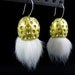 Hazelnut shell earrings with recycled rabbit fur gold leaf