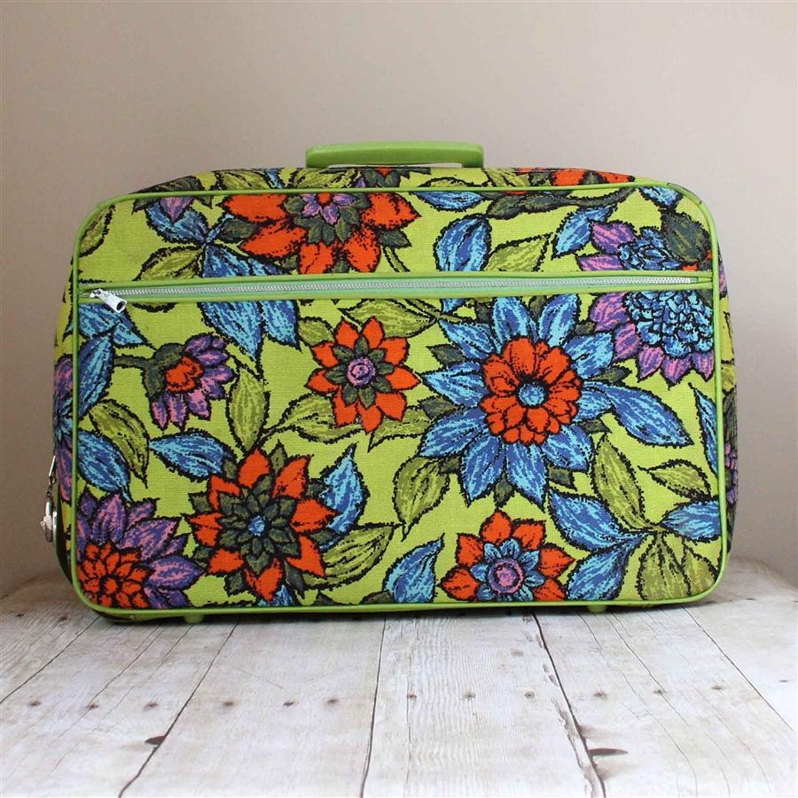 Fun Bright Vintage Floral Suitcase (Large) / Bold Travel Bag / Children's Carry on