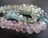 9mm--1/2 Strand--Natural, Transparent Morganite, Aquamarine Faceted Rondelles