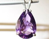 Amethyst Pendant in Sterling - Genuine Natural Faceted Gemstone