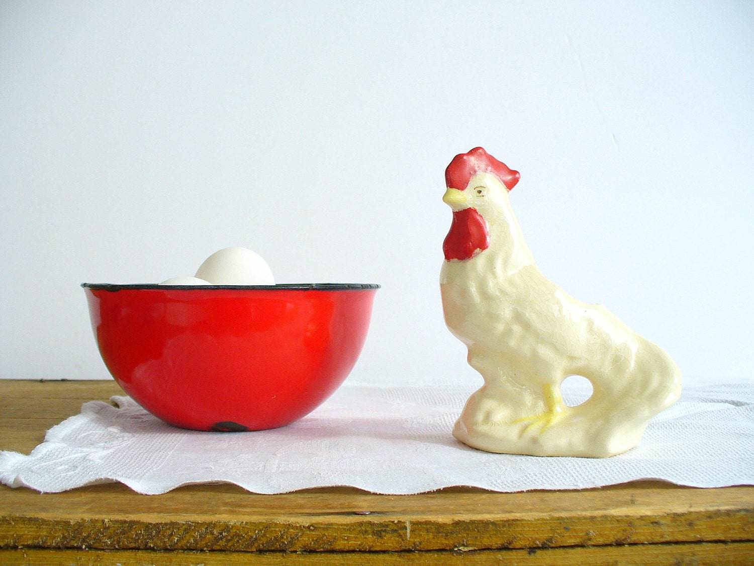 Farmhouse Ceramic Rooster Planter French Country Kitchen