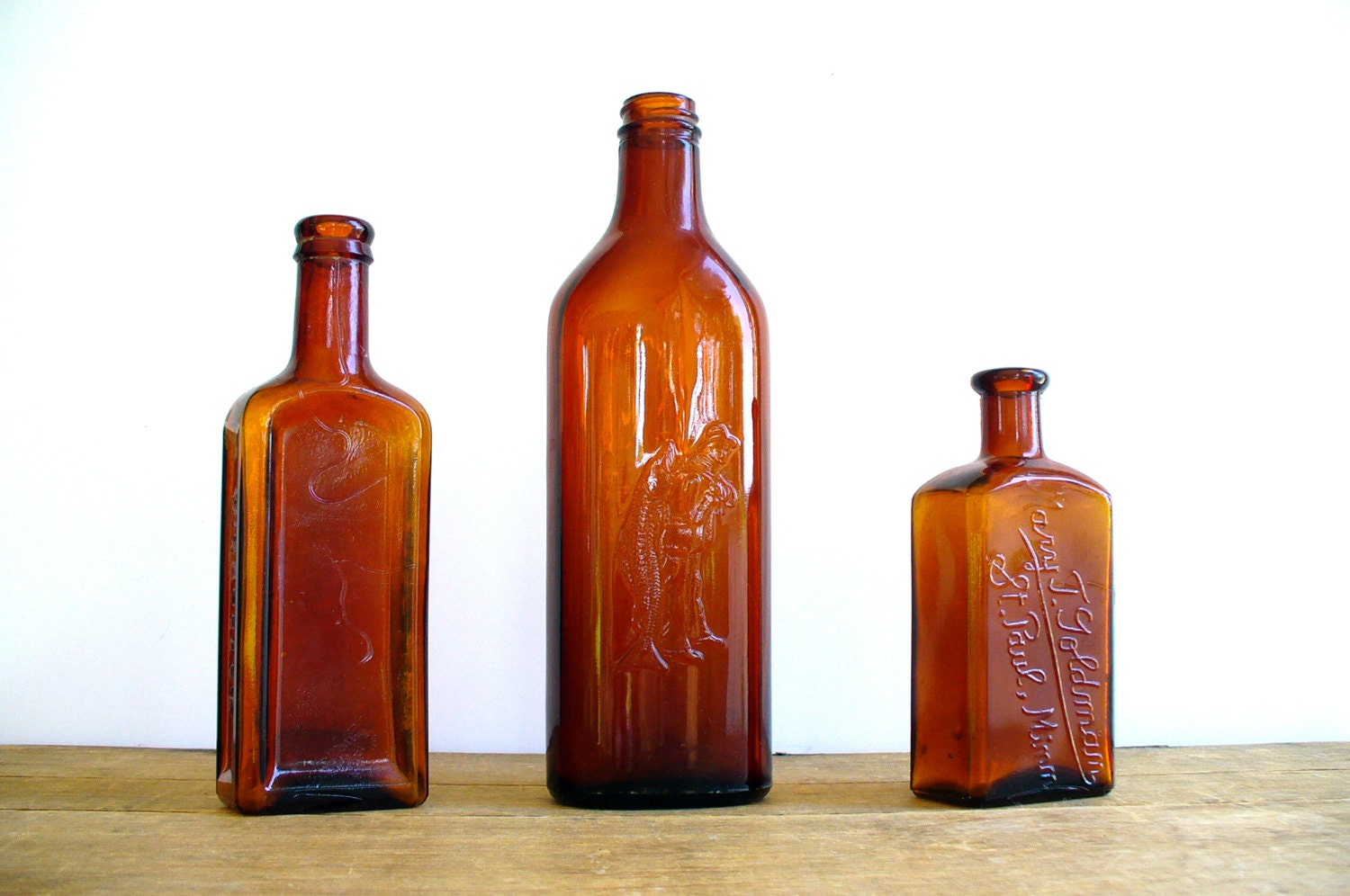 Vintage Amber Apothecary Bottles Fathers Day Instant Collection