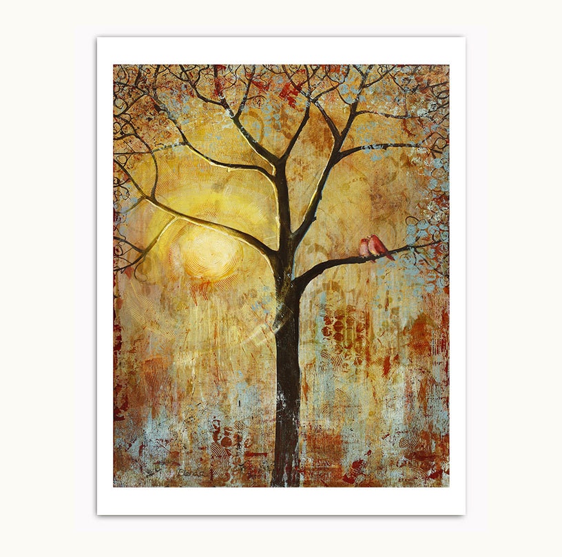 Wall Decor Art Print Red Love Birds 8X10
