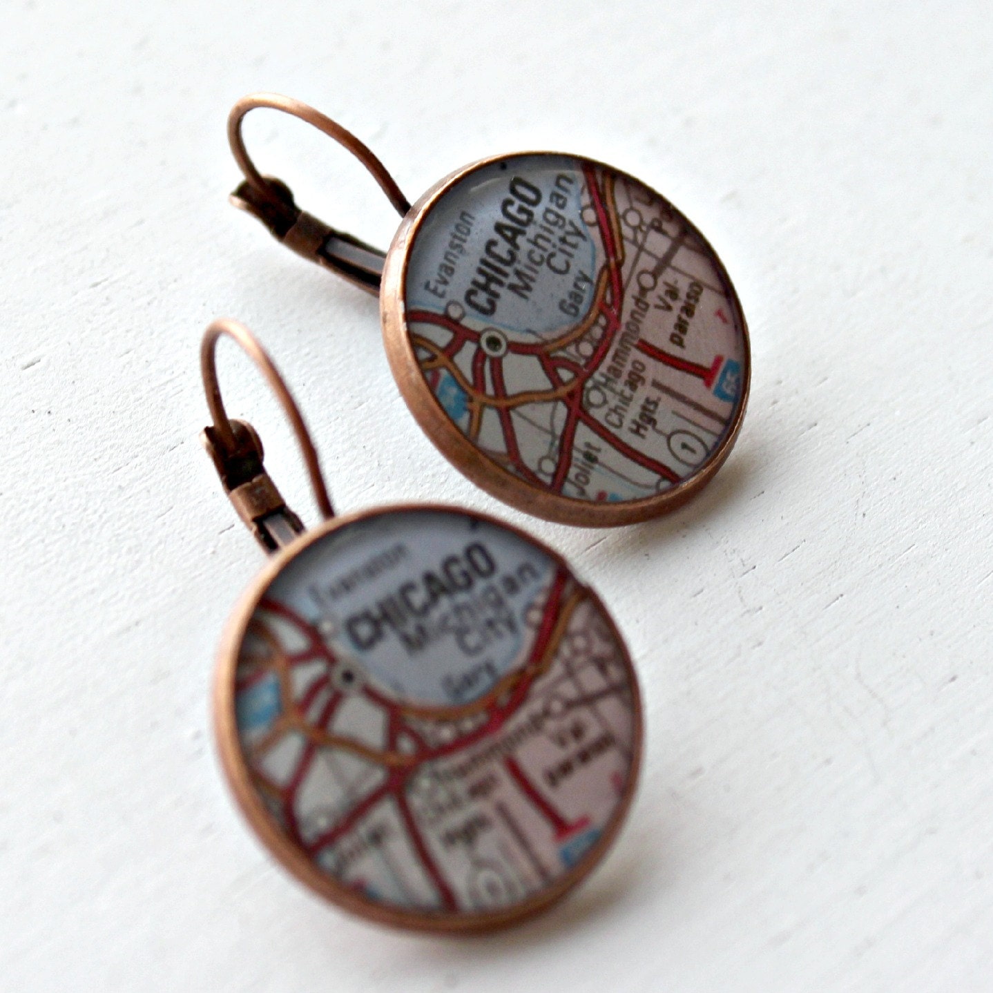 Chicago City Map Earrings with Gift Box Included
