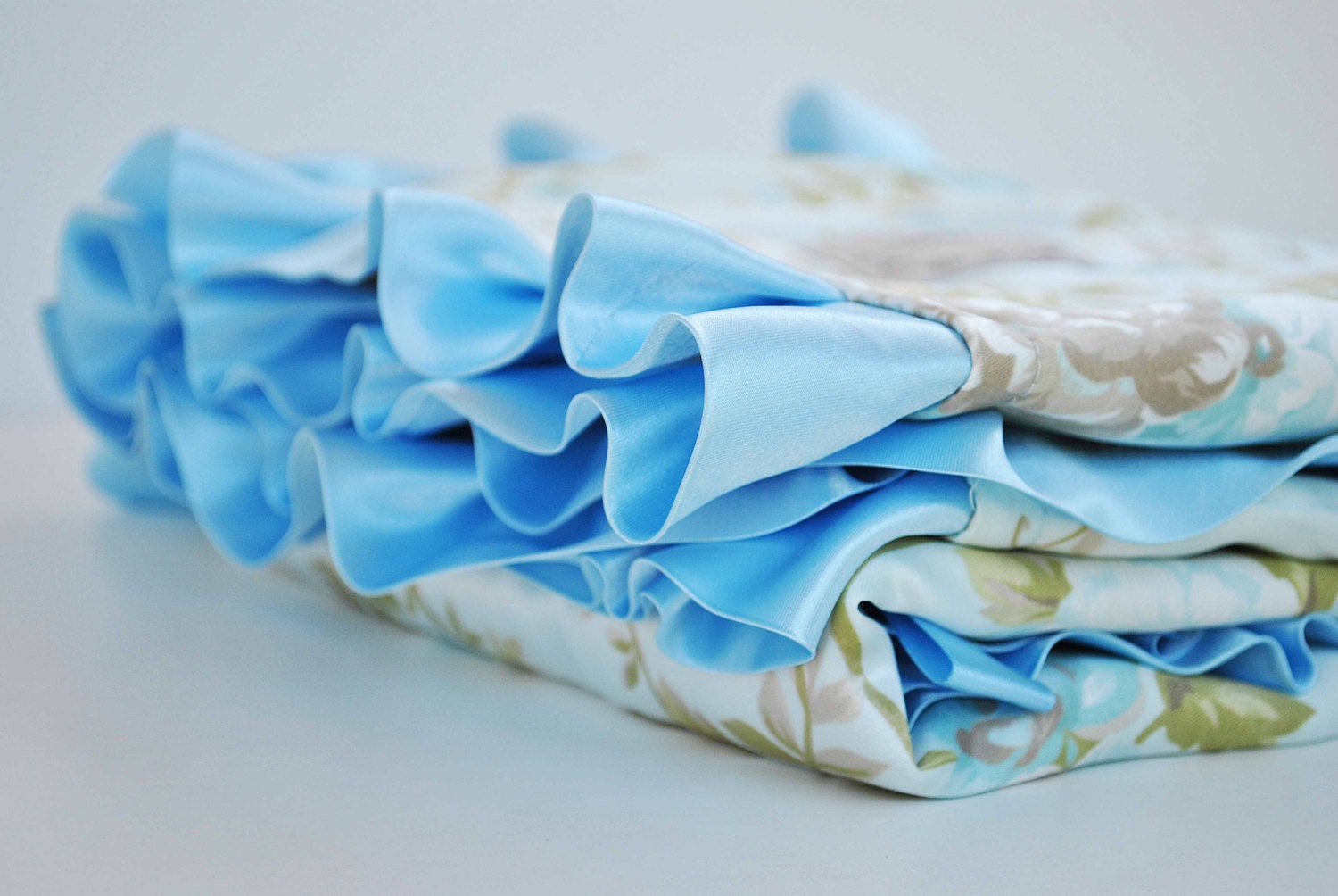LAURA BABY BLANKET..........English roses satin  with coordinating minky and ruffled trim...Elegant modern and unique baby shower gift
