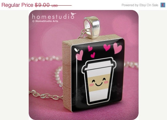 Moving Sale - Cute Coffee : a jewelry pendant charm made from a Scrabble Game Tile game piece