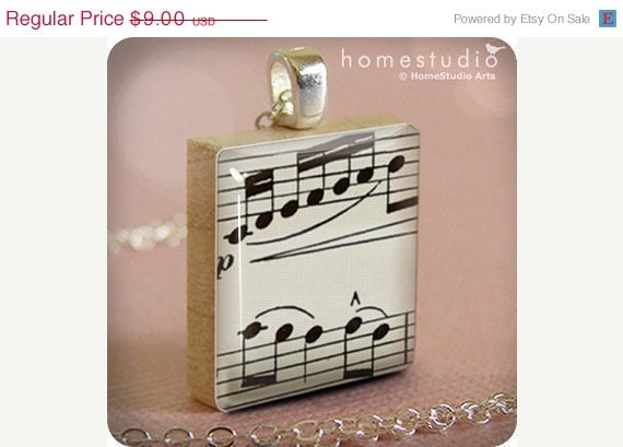 Moving Sale - MUSIC : a jewelry pendant charm made from a Scrabble Game Tile game piece