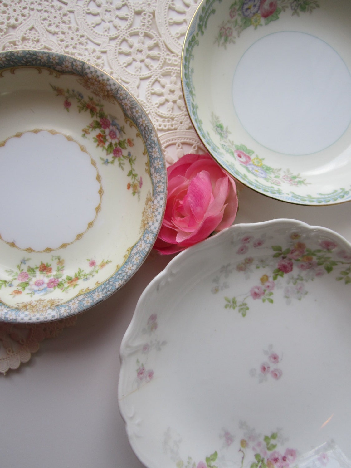 Vintage Meito Limoges Noritake Bowl Trio - Cottage Chic
