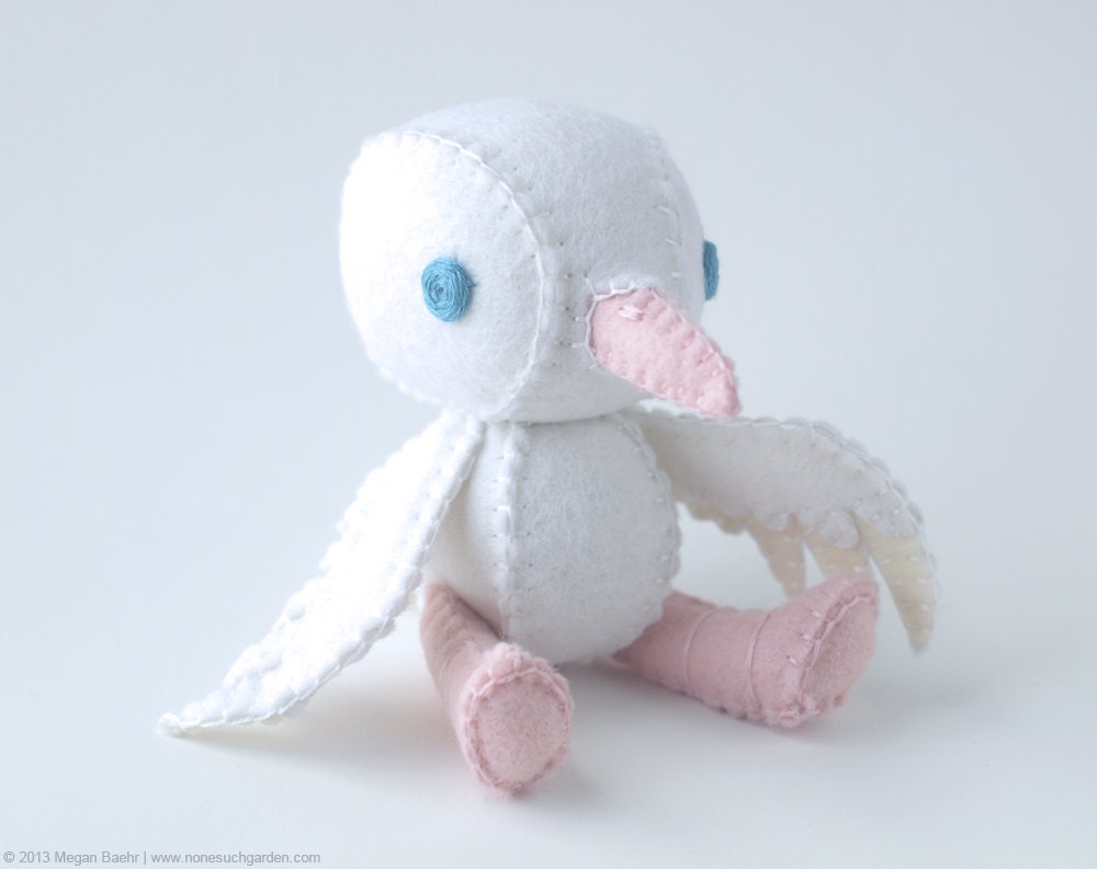 White Crow Plush Art Doll, Shiro (Made to Order)