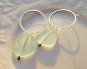 Crystal seafoam hued Seaglass on handmade Sterling earwires