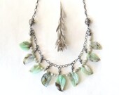 woodland necklace, green chrysoprase and sterling silver necklace, rustic necklace