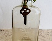 Vintage Antique Medicine Bottle with Skeleton key, The Owl Drug Co