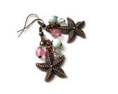 Beachy Copper Starfish Earrings