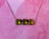 Sterling Silver Green Briolette Beaded Necklace