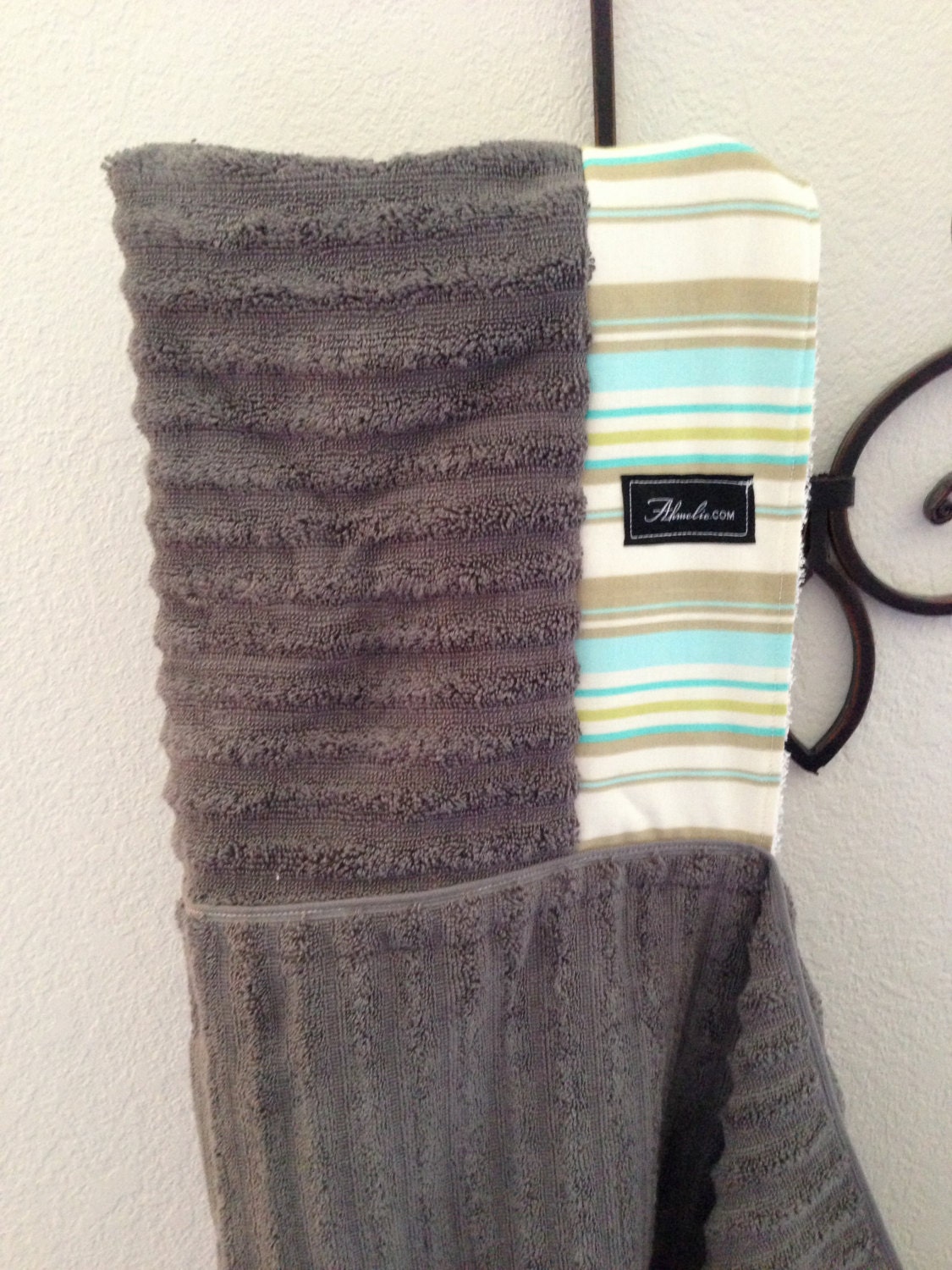 Grey Stripe Hooded Bath Beach Pool Towel