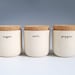 sugar, salt & pepper jars.