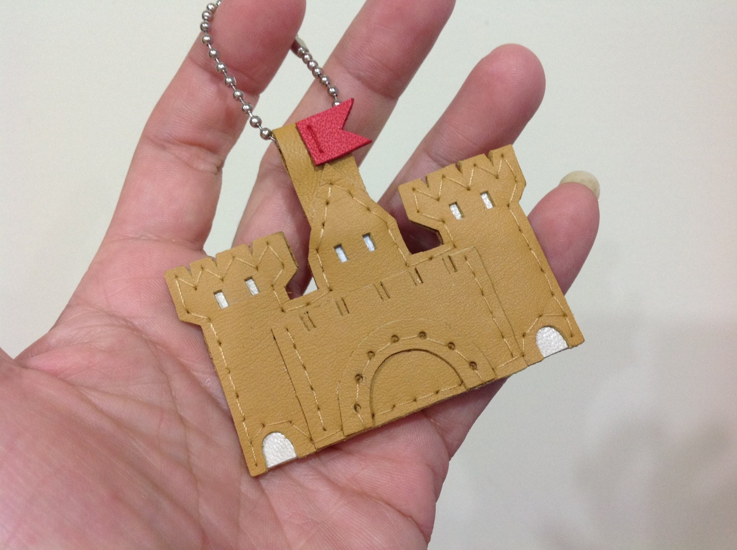 Sand Castle leather charm ( Brown )