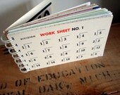Vintage Math Flash Card Notebook - Pocket Note Pad, Division Math, Teacher Gift