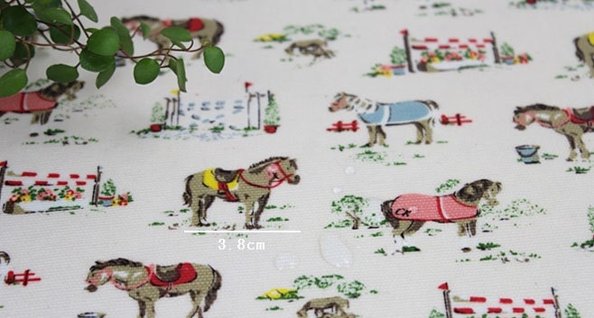 3062 - Cath Kidston Pony (White) Oilcloth Waterproof Fabric - 28 Inch (Width) x 17 Inch (Length)