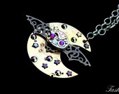 Steampunk Bat Necklace- Animal Clockwork Industrial Luxury Wedding Vintage Watch Movement Geekery Handmade Exclusively by tasherajean- NB11