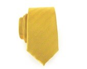 Necktie - Mustard Yellow Tonal Striped Skinny Tie