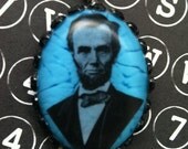 Abraham Lincoln Blue Cloudy Oval Resin Necklace