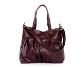 Mini Ruche Bag in Dark Plum Burgundy Leather - Made to Order